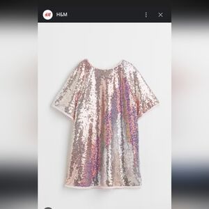 H&M Pink/gold/Rainbow Sequin Dress girls Size 6